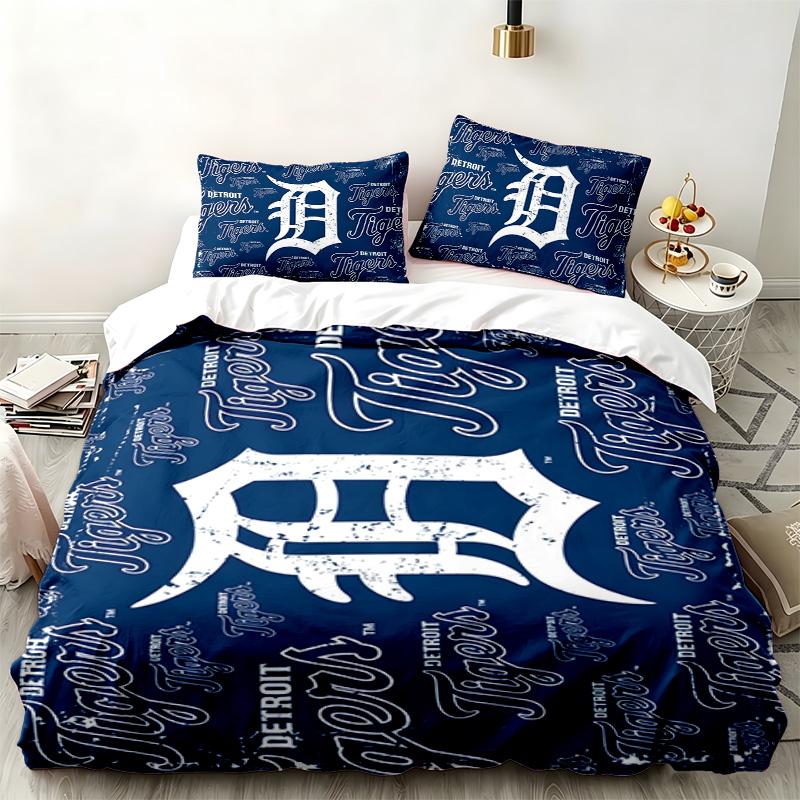 Detroit Tigers 3pc Set Perfect for Bedroom Use Comfortable Bedding Set Includes a Duvet Cover and Two Pillowcases Ideal Birthday or Christmas Gift