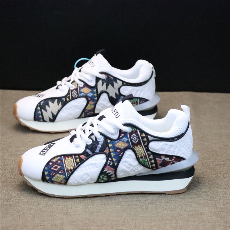 

Chunky Sneaker Plus Size 43 44 Men Women Retro Running Shoes Fashion Casual Leather Fabric Upper Height Increased Platform Shoes 35