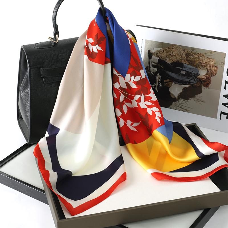 Women Silk Scarf Fashion Hair Scarf Silk Satin Neckerchief Scarf Women Luxury Hair Ties Hair Ornament Female Bandana Bag Scarves
