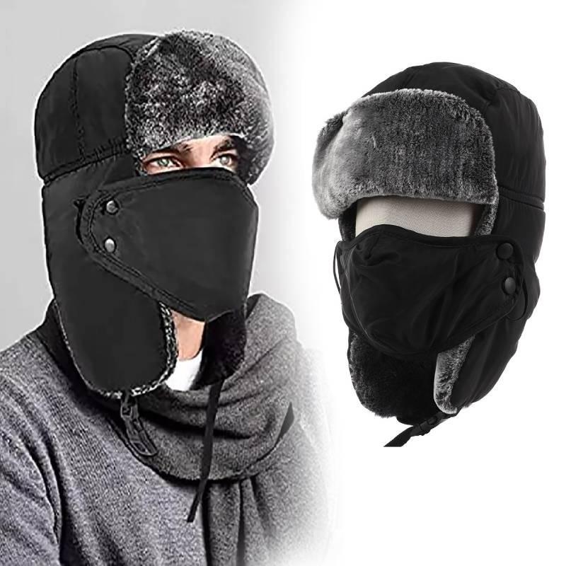 Earflap Winter Mens Warm Face Mask Ski Cap Outdoor Trapper Hat Ears Protect