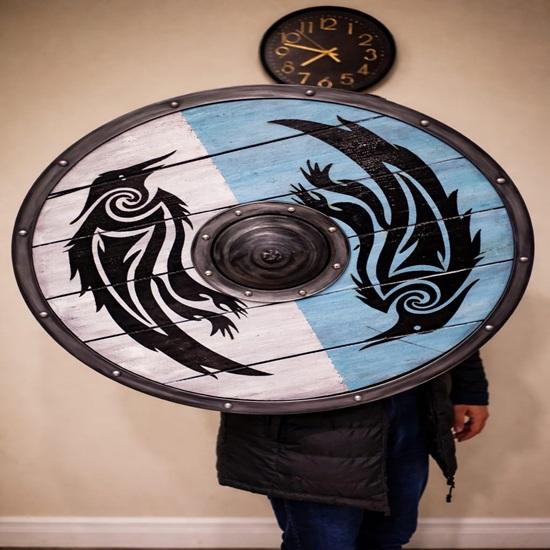Handmade Raven Viking Shield, Valhalla Decor, 60.96 cm