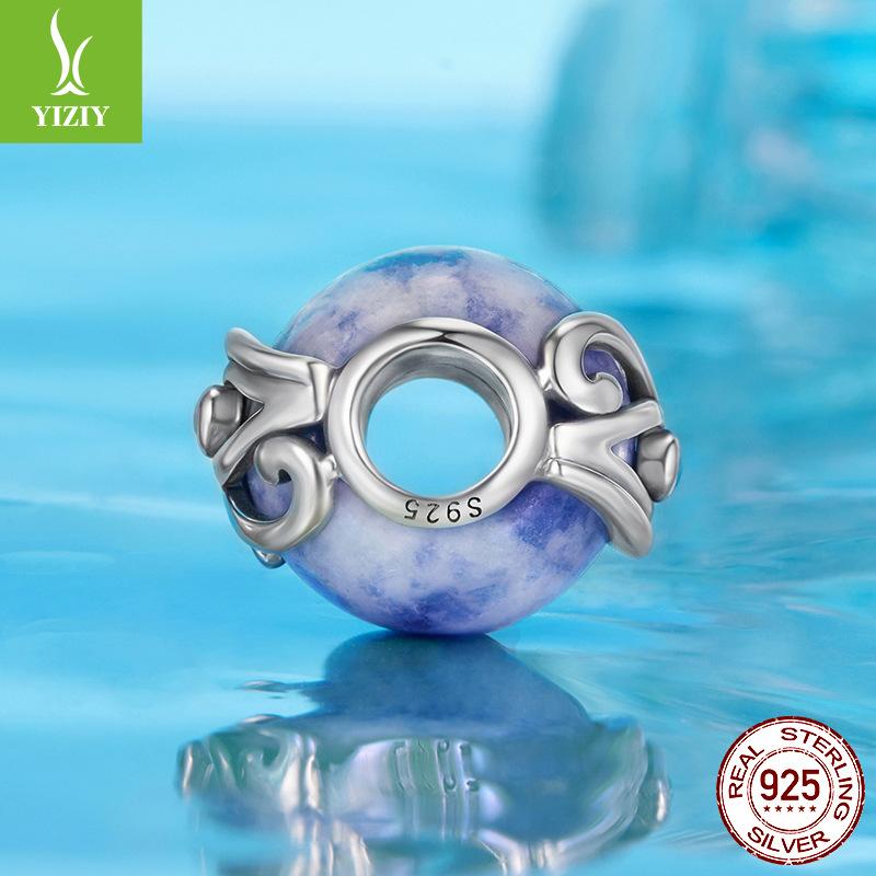 Eye Of Horus Blue Dot Stone Beads, Bohemian S925 Sterling Silver Beads Loose Beads