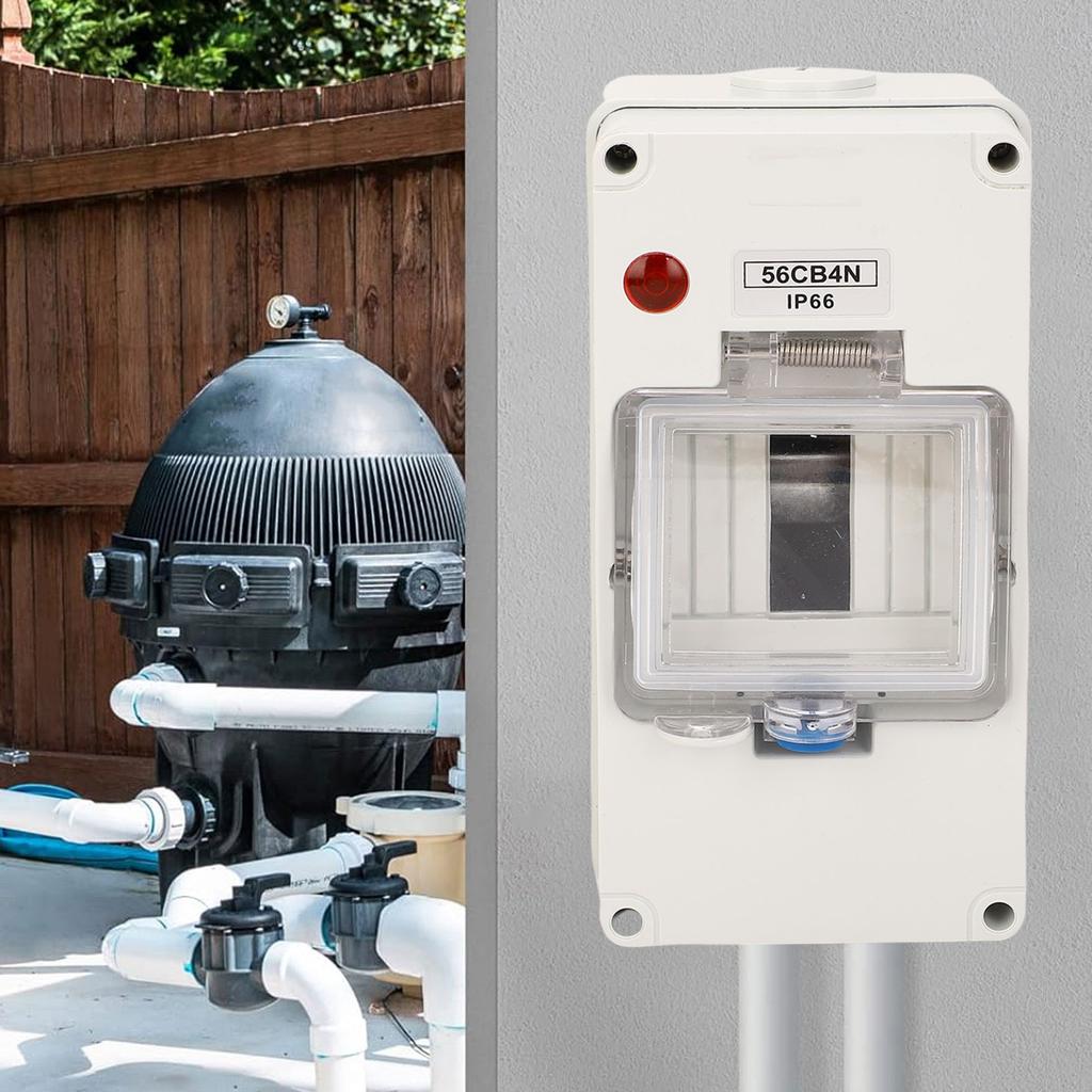 4 Way Power Distribution Box with Bus   and Din Rail with Indicator Light for Miniature Circuit Breaker  , Waterproofing IP66 Padlock Available