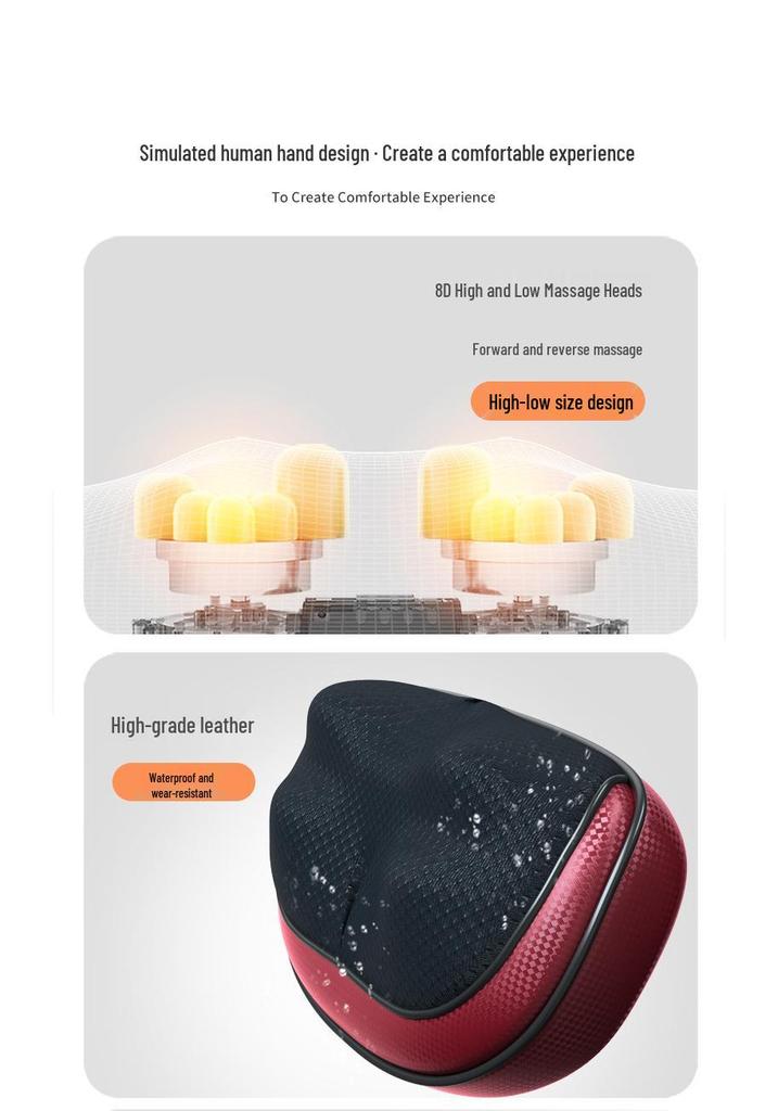 Trapezius Kneading Grasp Spine Massager Pillow with Constant Temperature for Cervical and Lumbar Relief.