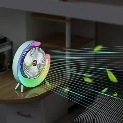 Mini Portable Desk Fan Rotatable Fan with LED Night Light Home Office Bedroom Dormitory Summer USB Rechargeable Desk Fan