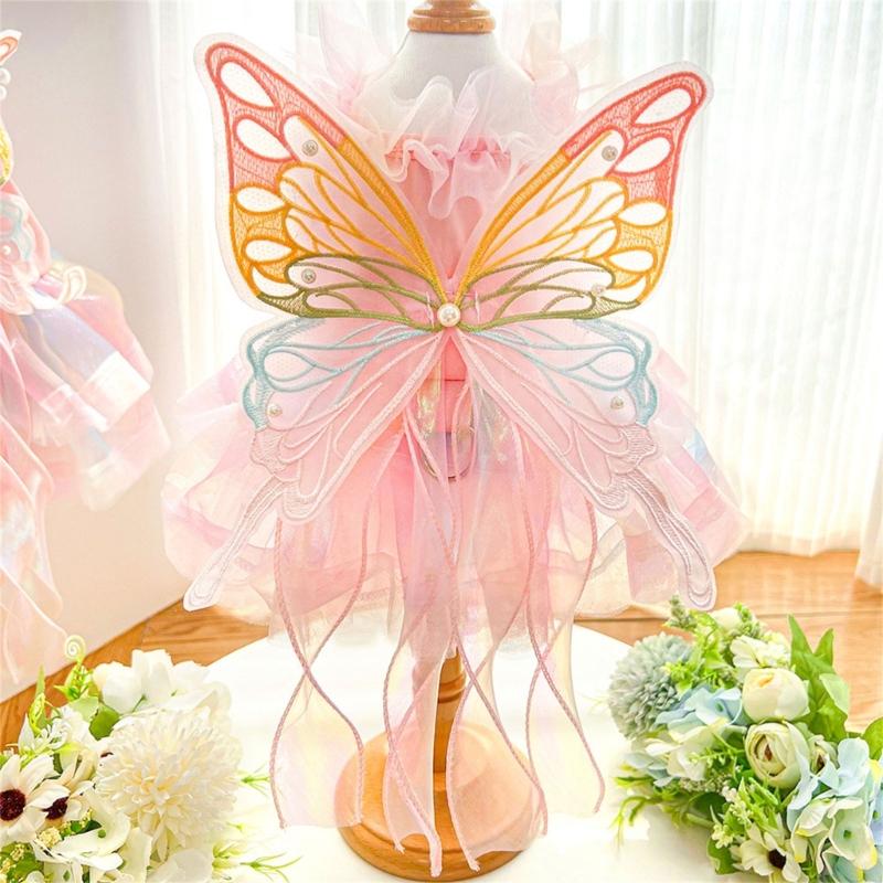 Pet Princess Gown for Cats and Small Dog Easy To Wear Butterfly Designs Cats Dress for Pet Birthdays and Photoshoots
