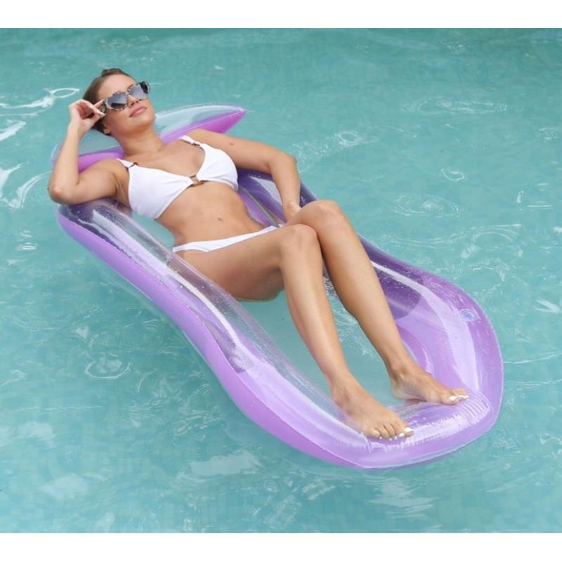 Inflatable Mattress for Swimming, Deckchair, Armchair with Backrest for Water, Mesh, 160x70 Cm, Purple