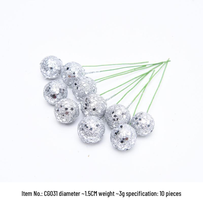 Glitter Foam Red Berry Decorations for Christmas Tree DIY and Photo Props