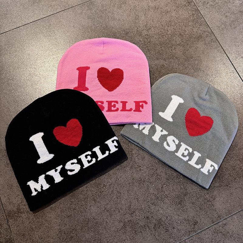 Abstract Knit Hat For Women With Warmth And Unique Letter Design For Streetwear Style