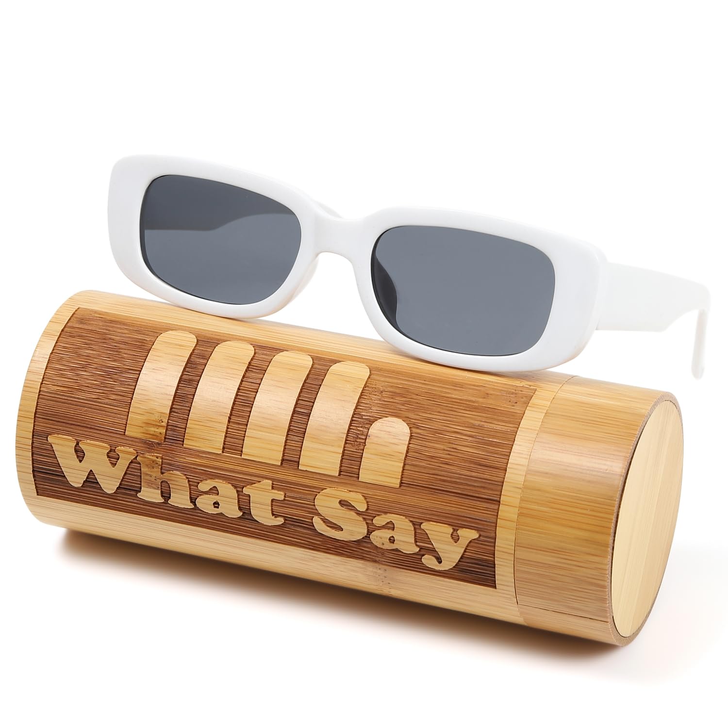 

МОДНЫЕ Солнцезащитные очки с плоскими линзами и квадратной оправой с цветными линзами UV400 для мужчин и с чехлом [Что сказать] Линзы, Защита, Женщины, (Дымчатый/Белый)