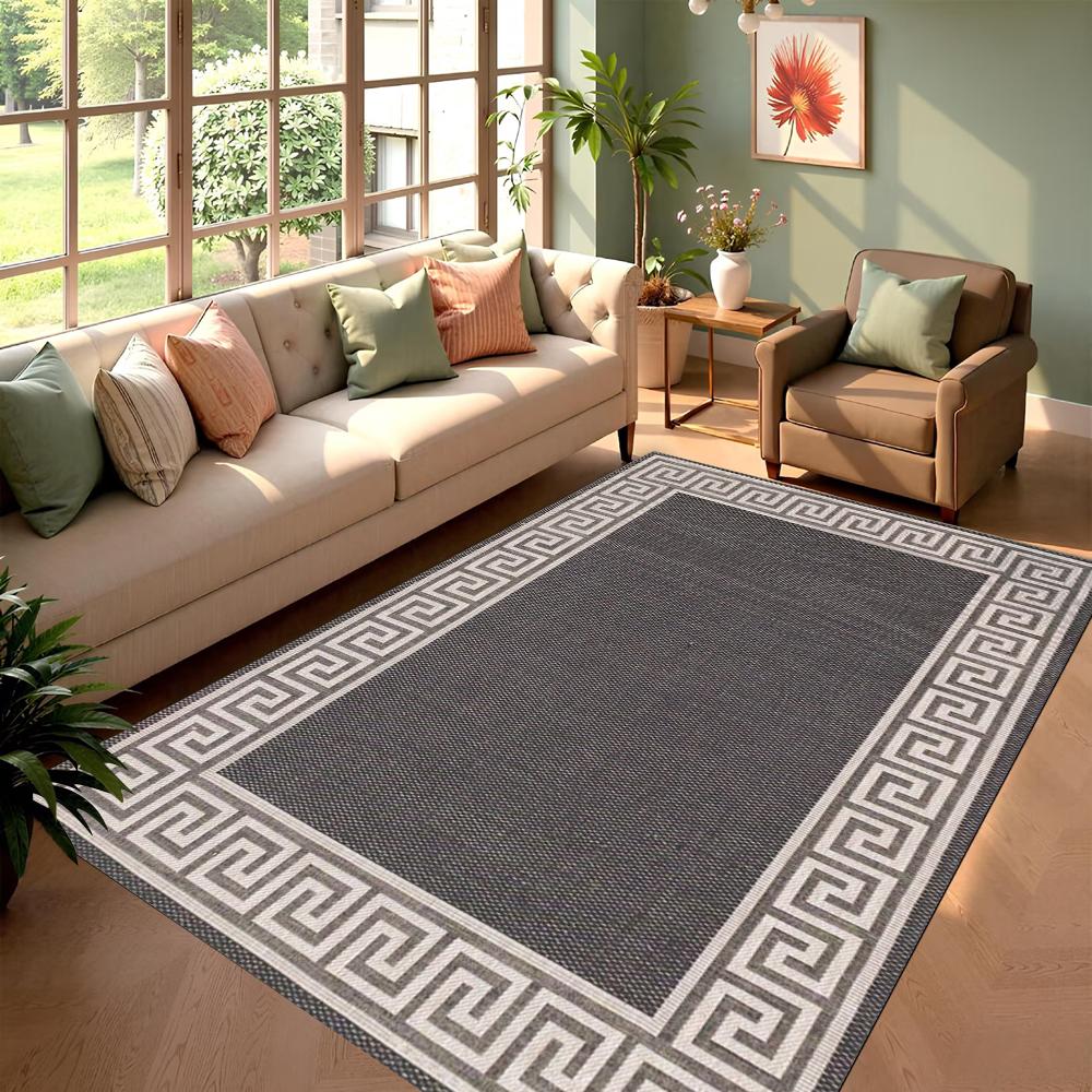 

Wave Border Marble Pattern Soft Style Area Rug Gentle Texture Floor Carpet for Living Room Leisure Space Cozy Home Decor 40x60cm