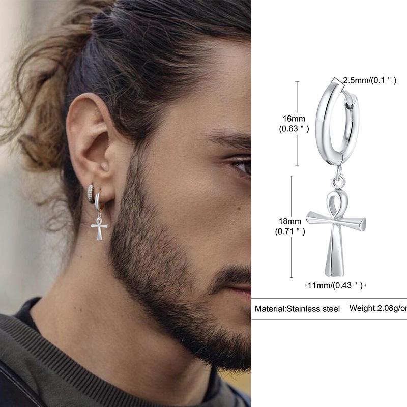 Lightning Bolt Charm Hoop Huggie Copper Color Earrings for Men Stainless Steel Hinge Hoops Lightnings