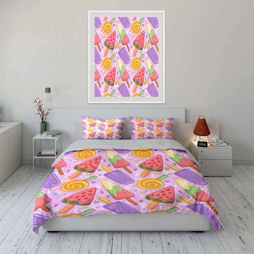 Trio di Dolci Estivi Design Raffinato set di biancheria da letto a tre pezzi regalo per bambini e adulti