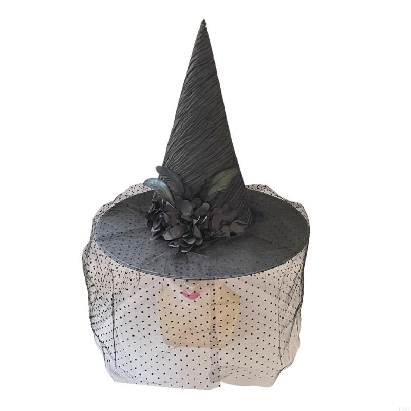 Elegant Laces Trimmed Witch Costume Hat For Themed Event And Role Playing чёрный