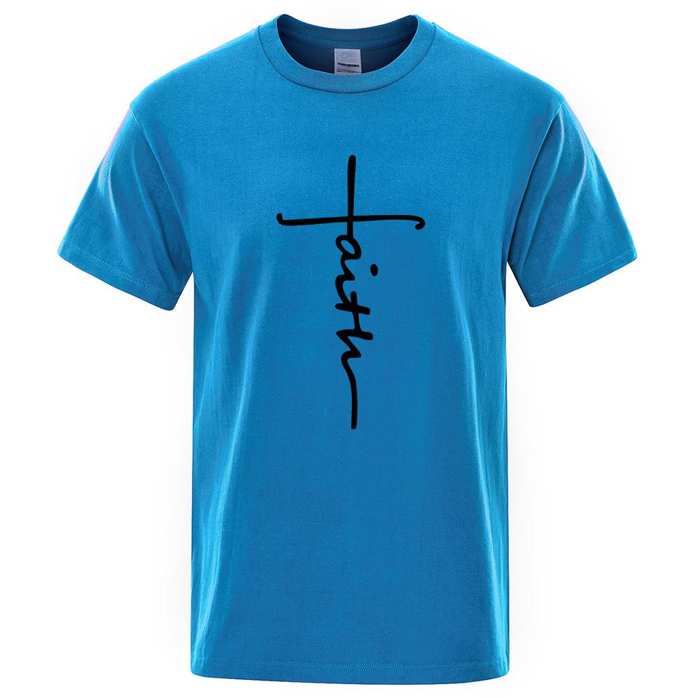 Pure Cotton Retro Faith Print Summer T-shirt For Men Women Fashion High Quality Short Sleeve Loose Sports Tshirt Breathable Top