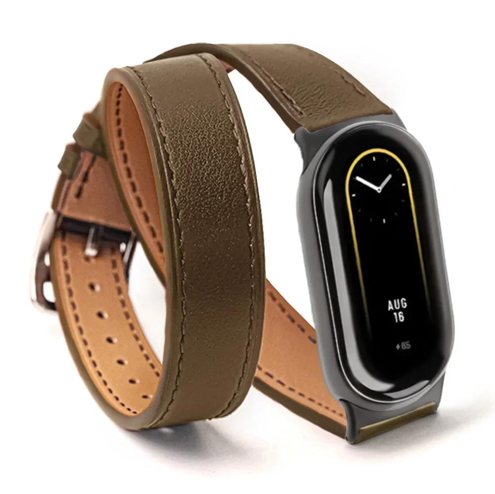 For Mi Band 8 Strap Leather Band For Xiaomi Mi Band9 Wrist Strap Correa Watch Replacement Miband8/9 NFC Sports Bracelet Pulseira
