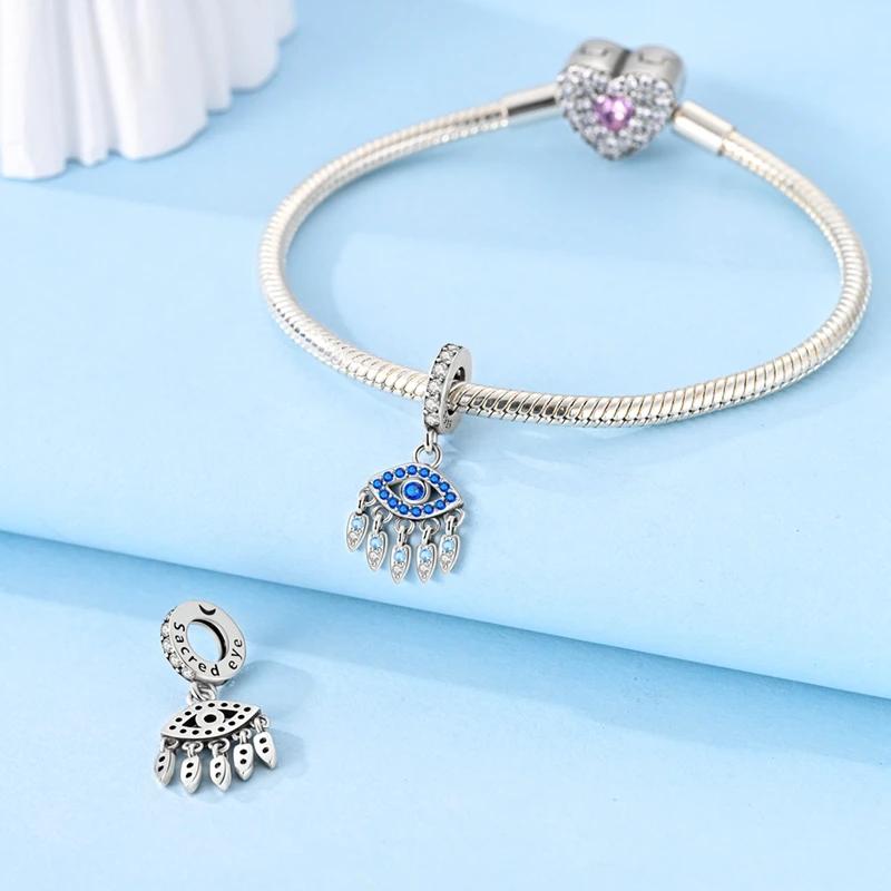 Composants de Perles à Charme Métal Cuivre Yeux Abysse Océan Bleu Composants de Perles Compatibles Avec Composants de Perles à Charme Plata Authentique Original Bracelet Haut