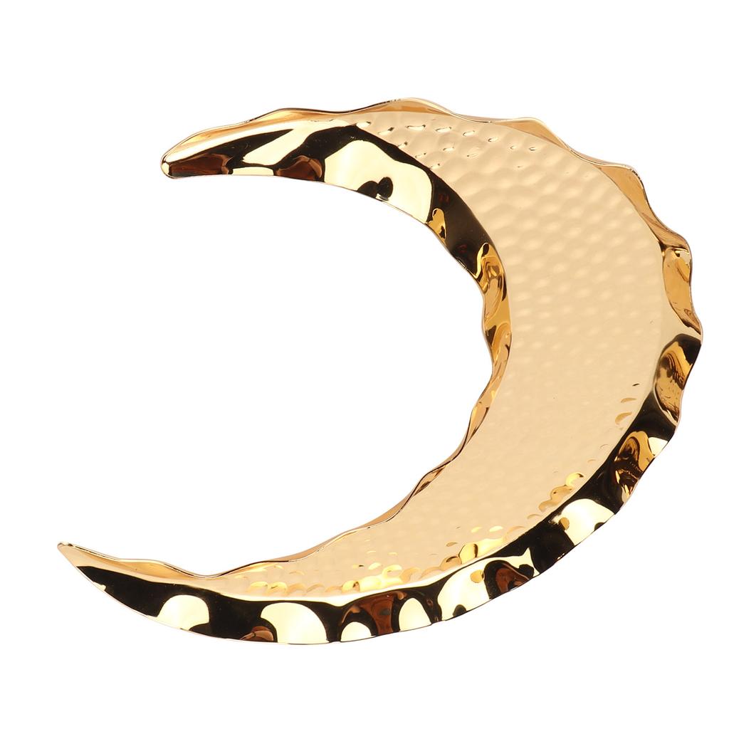 Serving Platter Zinc Alloy Fruit Plate Contemporary HalfMoon Shape Tableware for Home Decoration