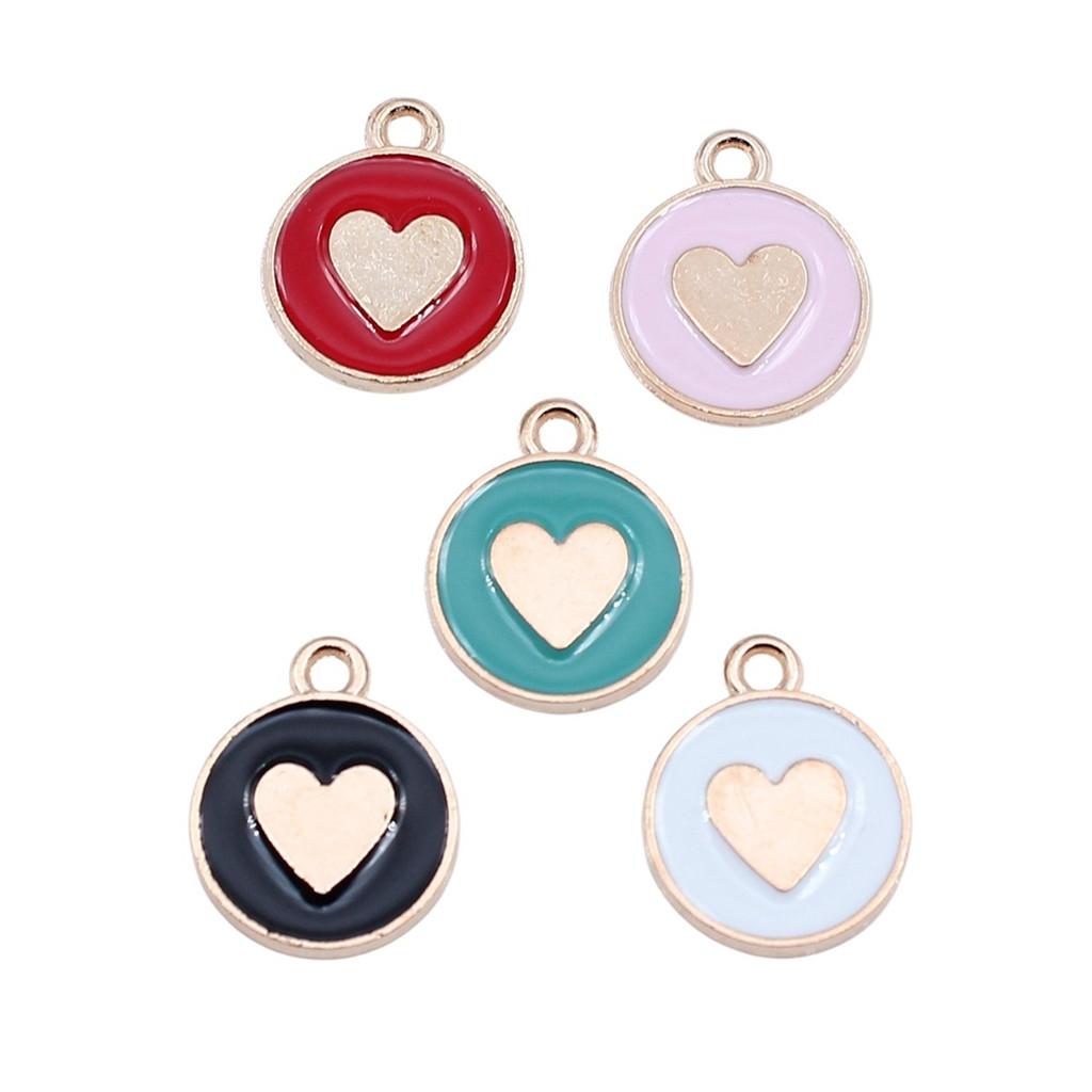 Love Heart Enamel Charms Multi Color Pendants For Romantic Jewelry Component