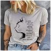Unisex 100% Polyester Summer Top with Cat Profile Print Loose round Neck Short Sleeve Fashion for Astrology Lovers Black-White Stri