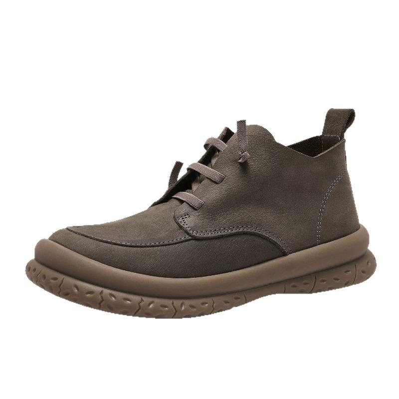 Best-selling Handmade Women's Shoes, Retro Round-toed Flat High-top Lace-up Soft Leather Women's Single Boots