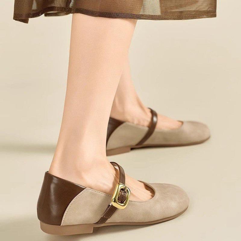 Flat-bottomed retro soft-soled women's autumn new low-heeled soft leather single shoes Mary Jane work shoes