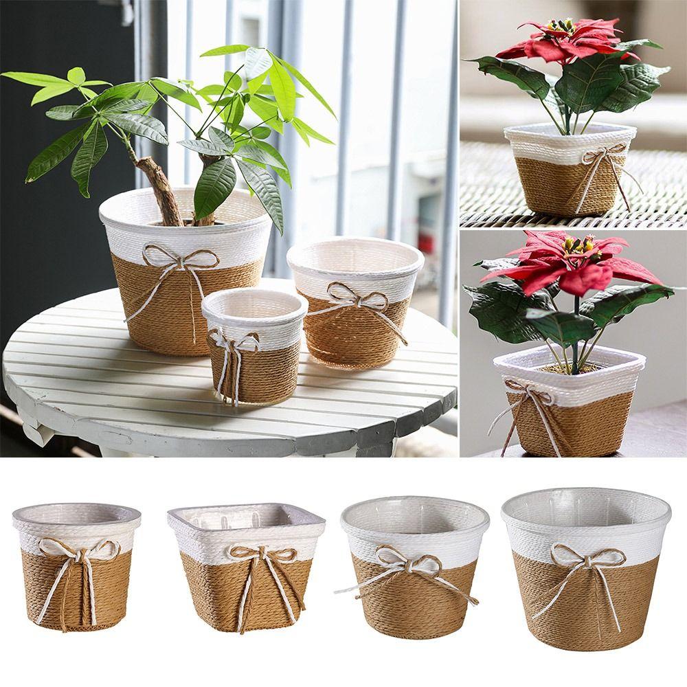 Easy To Use Plant Pot Paper Rope Braided Woven Basket Braided Flower Pot  for Indoor Outdoor Plants