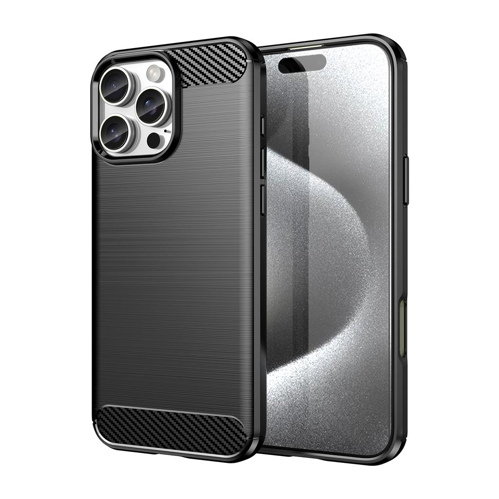 For iPhone 16 Pro Max Case with Screen Film WANLONFENG LS Series Big Lens Hole Brushed Texture TPU Phone Cover