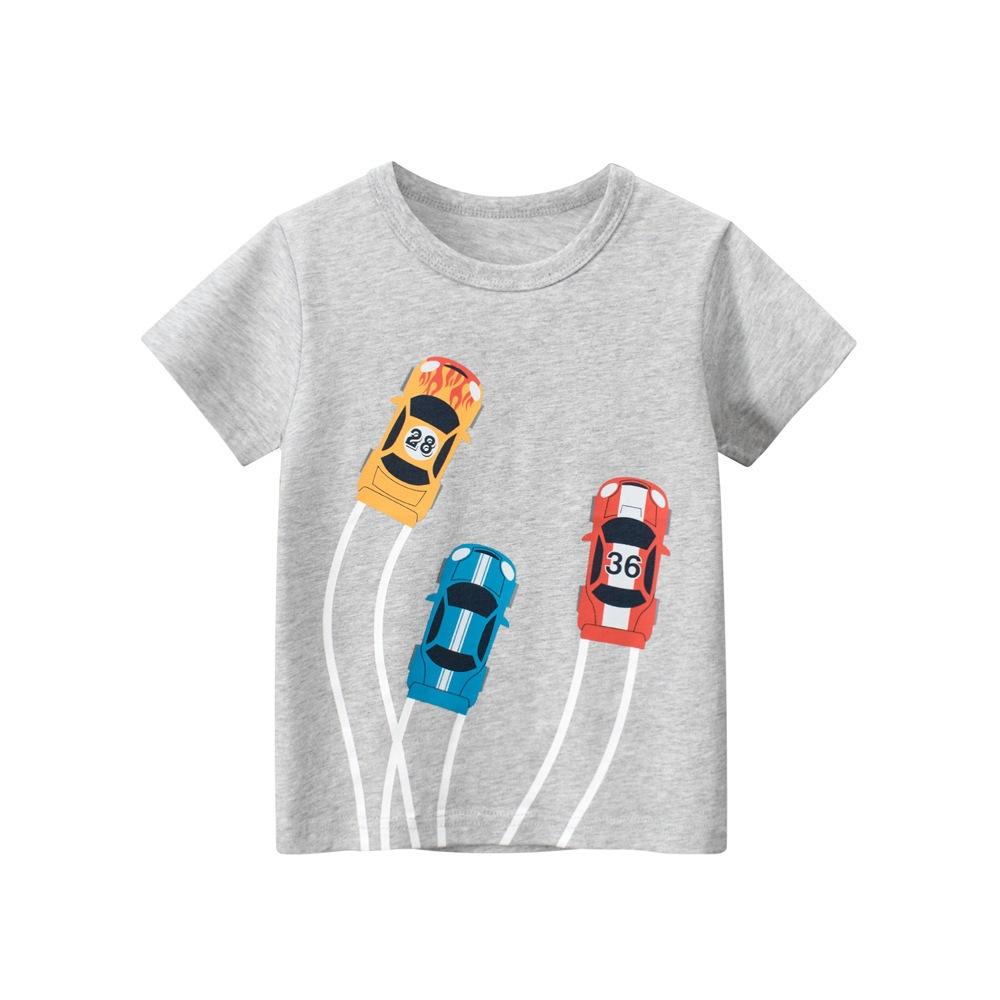 Boys Summer Short Sleeve T Shirt with Dinosaur Print for Toddlers and Kids