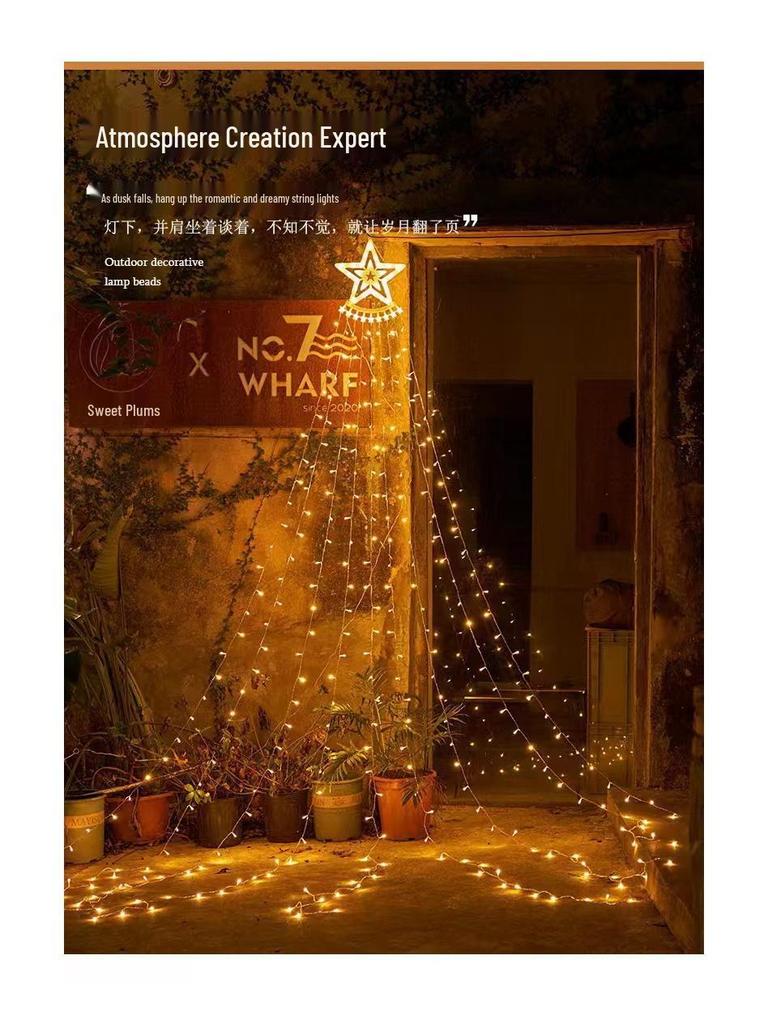 Flowing Color LED Star Waterfall Light - Outdoor Christmas Decoration