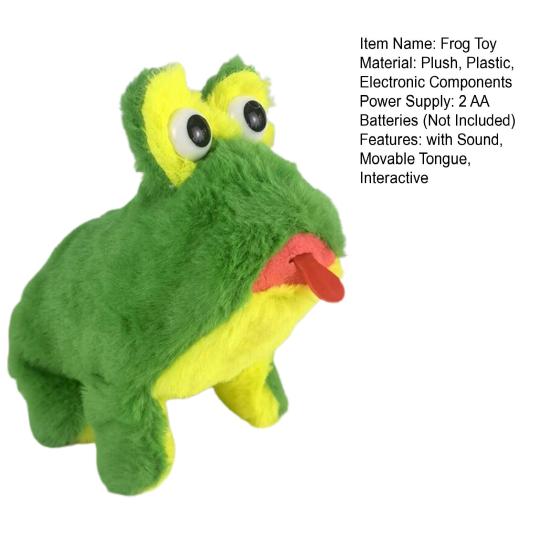 Electric Plush Frog Toy with Sound Movable Tongue Interactive Walking Animal Plushie Musical Stuffed Doll Kids Boys Girls Birthday Gift