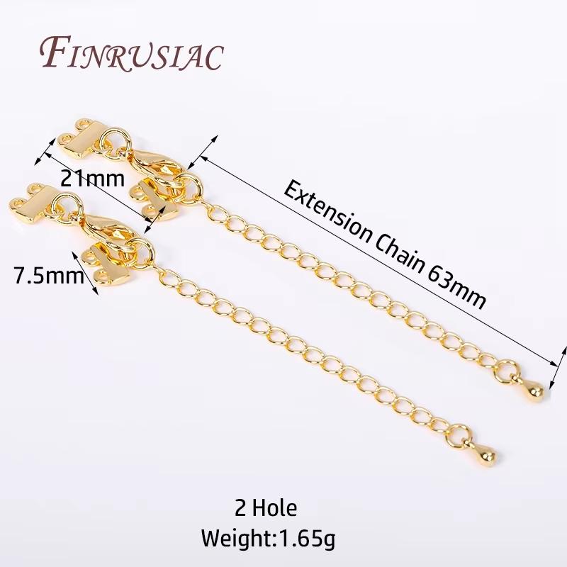 2 Sizes 18K Gold Plated Lobster Clasp with Extension Chain Connector For Jewelry Making,DIY Multi-row Pearl Necklace Accessories