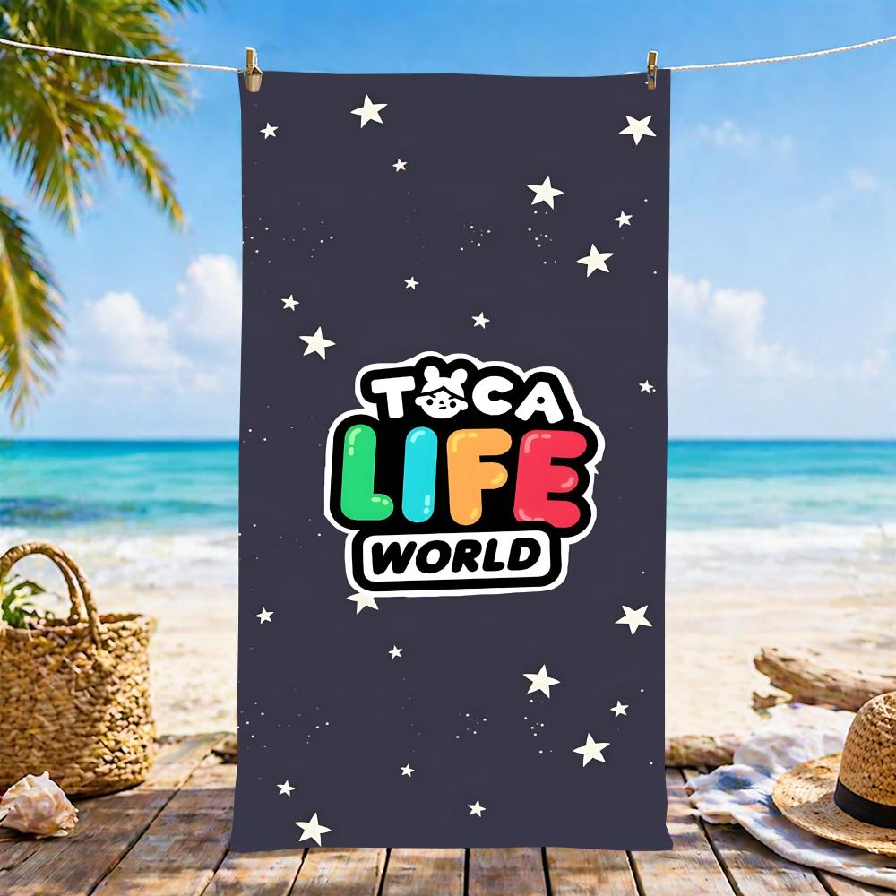 Asciugamano Toca Life World, Microfibra, Asciugamano da Spiaggia, Asciugatura Rapida, Senza Sabbia, Fibra Ultra-Fine, Super Morbido.