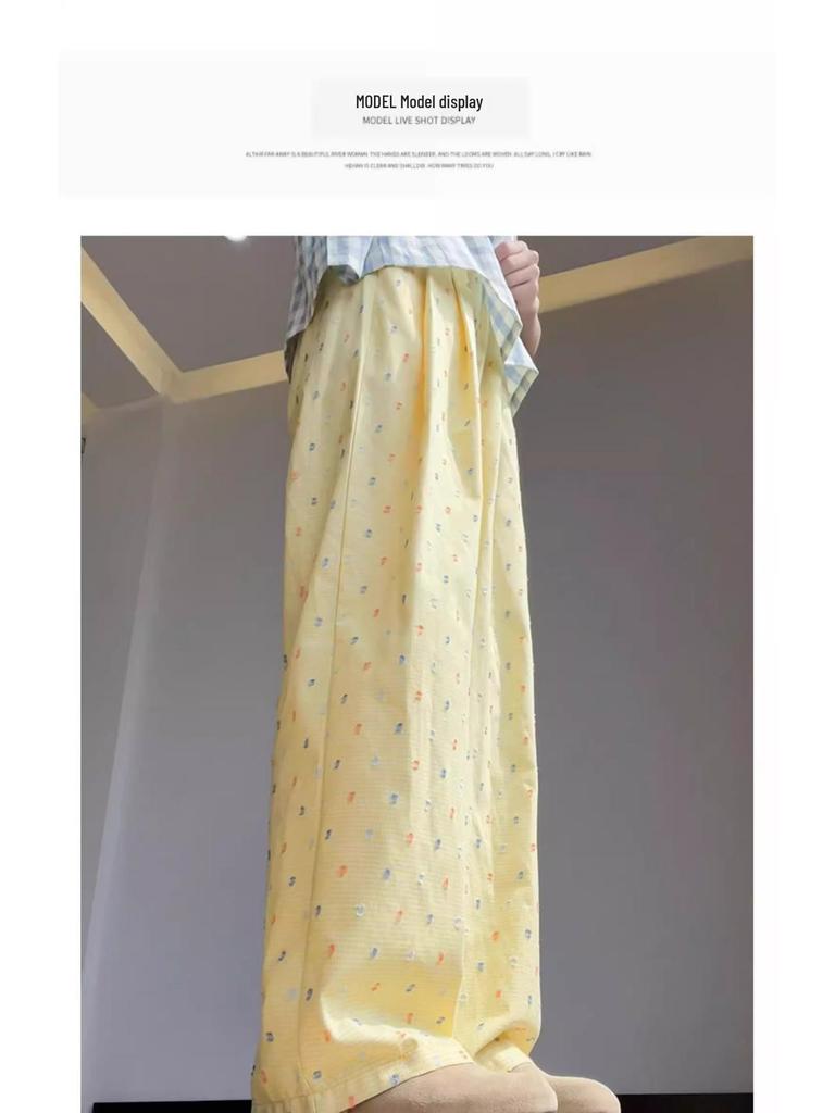 Colorful Polka Dot High Waist Wide Leg Pants for Women - Summer Ice Silk