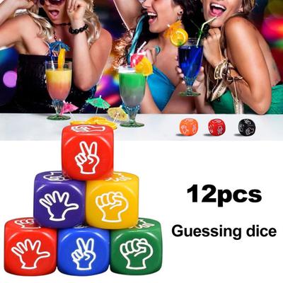 12Pcs 1CM Rock Paper Scissors Dice Finger Guessing Mini Dice Kids Adults Family
