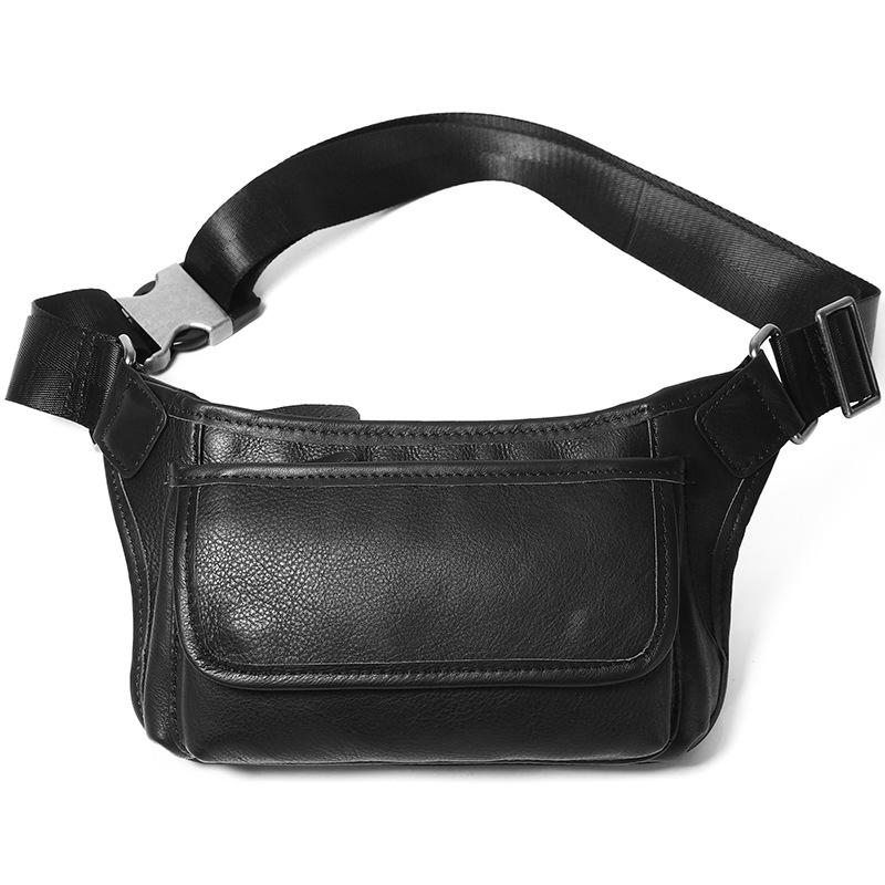 

Men S Leather Fanny Pack Crossbody Shoulder Bag Business Casual Versatile Breast Bag Wear-Resistant Leather Fanny Pack чёрный