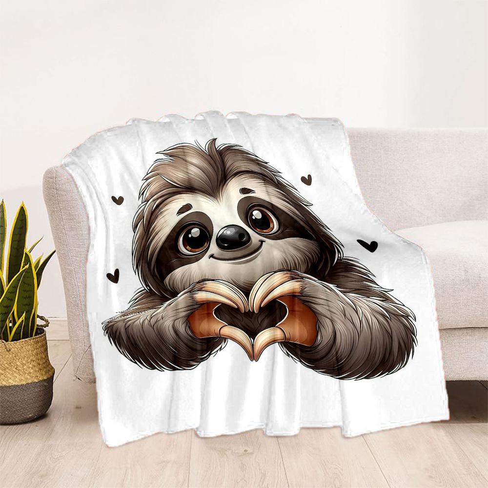 Love Sloth Heart Illustration Blankets are suitable for living rooms,making them an ideal choice for outdoor travel and gifts.
