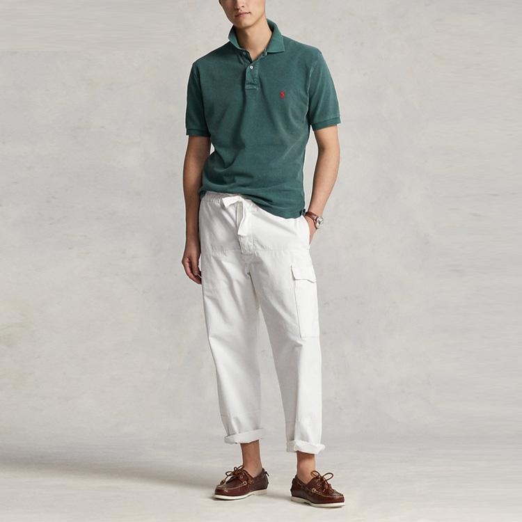 Polo Ralph Lauren SS22 Initial Edition Mesh Brand Logo Solid Color Short Sleeve Polo Shirt Men Tops Dark-Green MNPOKNI1N821690