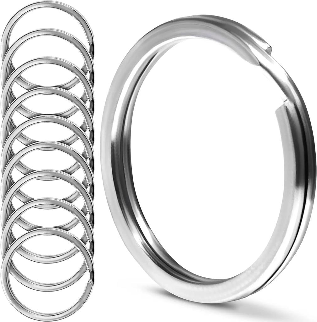 10/100pcs Stainless Steel Key Rings Polished Silver Round Flat Wire Split Key Ring For Jewellery Making Car Keyring DIY 25-35mm