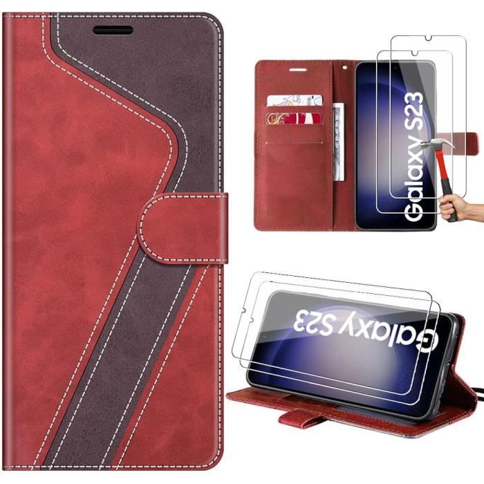 Protective Case - BOOLING - for Samsung Galaxy S23 - PU Leather and TPU - Card Pocket - Adjustable Stand