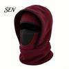 Outdoor Windproof Headwear Thermal Fleece Balaclava Hat, Full Coverage Face Mask, Integrated Warm Neck Gaiter Hat And Warmer for Motorcycle