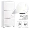 Shoe Cabinet Shoe Rack 3 Drop Down Doors 3 Compartments Wooden 60L X 26I X 124H Cm White Lacquered