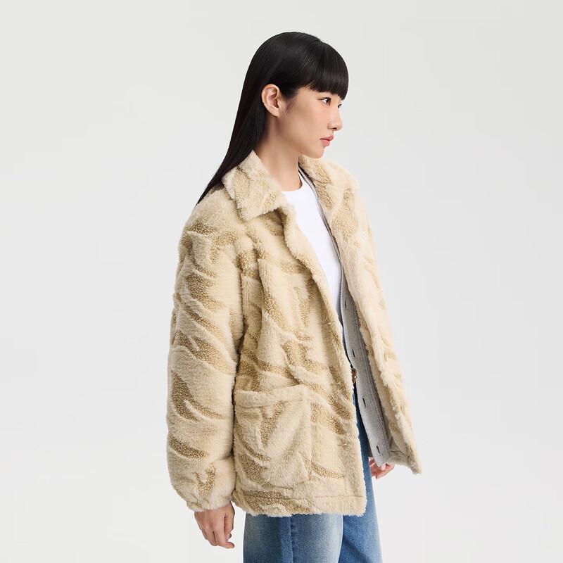 Lee Women's Khaki Collared Fleece Padded Jacket