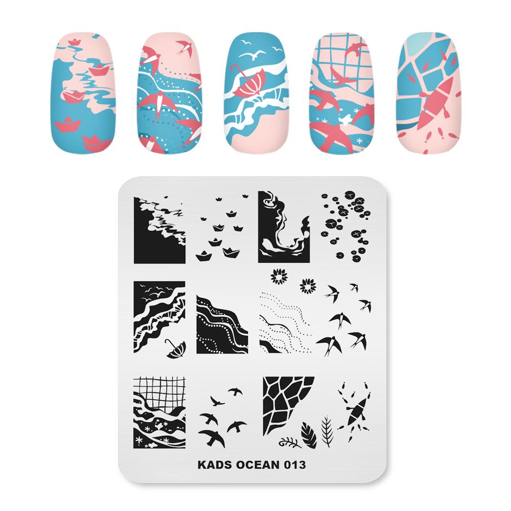 kads Nail Stamping Plates Ocean 013 Nail Art Plate Stamp Templates Ocean Beach Boat Manicure Tools