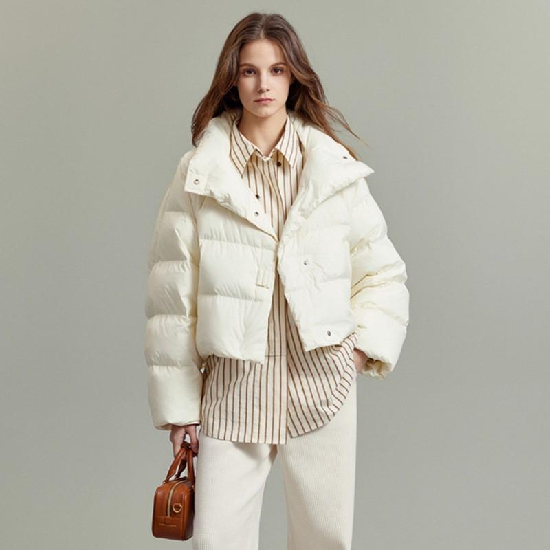 Womens Short Puffer Coat 2026 Winter Warm Thick Cotton-Padded Jacket Loose Fit Stand Collar Petite