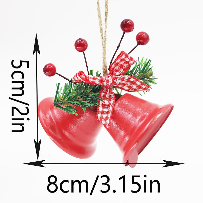 (2 Pcs/pack)8cm Metal Bell Berry Leaves Bow Horn Christmas New Year Decoration  Props Ornaments Clocks Gifts DIY Productio