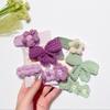 4Pcs Cute Knit BB Hair Clips, Handmade Flower Border Clips,Bow Bang Clips For Kids,Suitable For Chrismas Festival Celebration