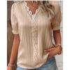 2023 Summer Women's European and American Fashion Hollow Short-Sleeve Shirt
