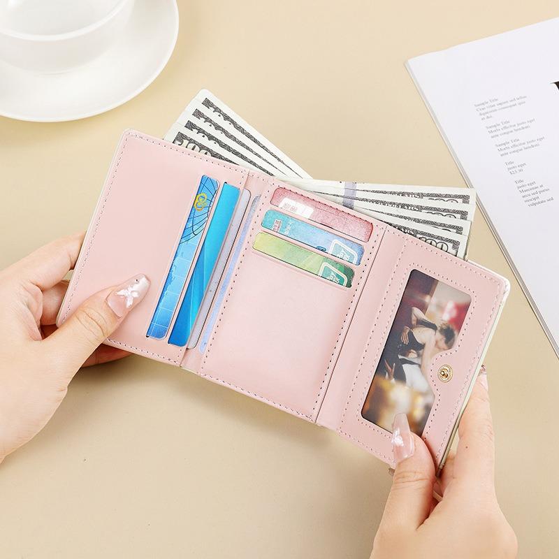 Women's Short Wallet Clip Card Bag Student Cute Small Fresh Change Bag Macaron Color Wallet Multi-card Space