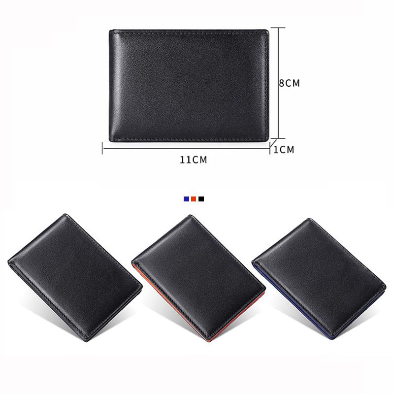 Slim Leather Wallet for Men Small Short Card Wallets Cowhide RFID Money Purse Business Card Holder